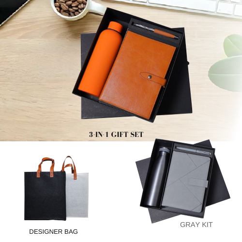 Executive 3‑in‑1 Notebook, Bottle & Pen Gift Set with Custom Logo